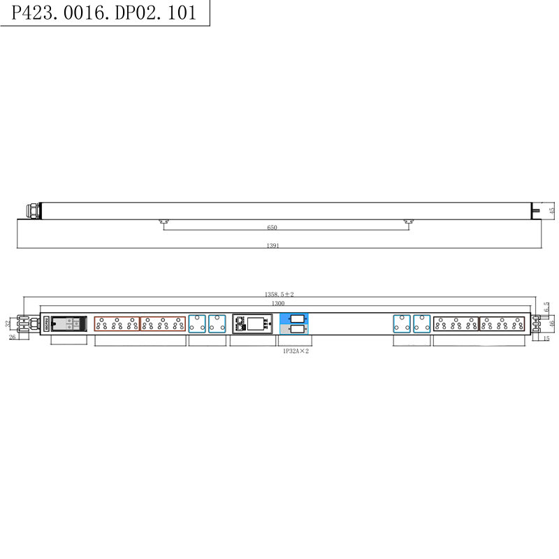 Soket Afrika Selatan 16 Outlet 1,5U Pemutus Sirkuit Magnetik Cair Rak pintar TCP/IP Vertikal PDU