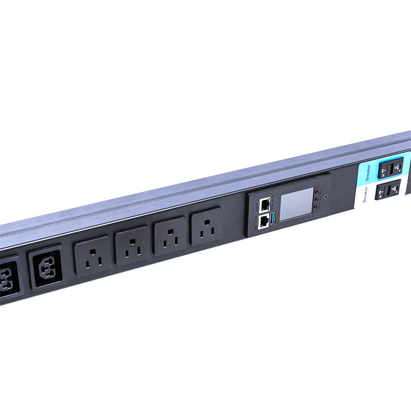 16 Outlet IEC C13 C19 & Soket AS 1,5U Pemutus Sirkuit Magnetik Cair Rak Pintar TCP/IP Vertikal PDU