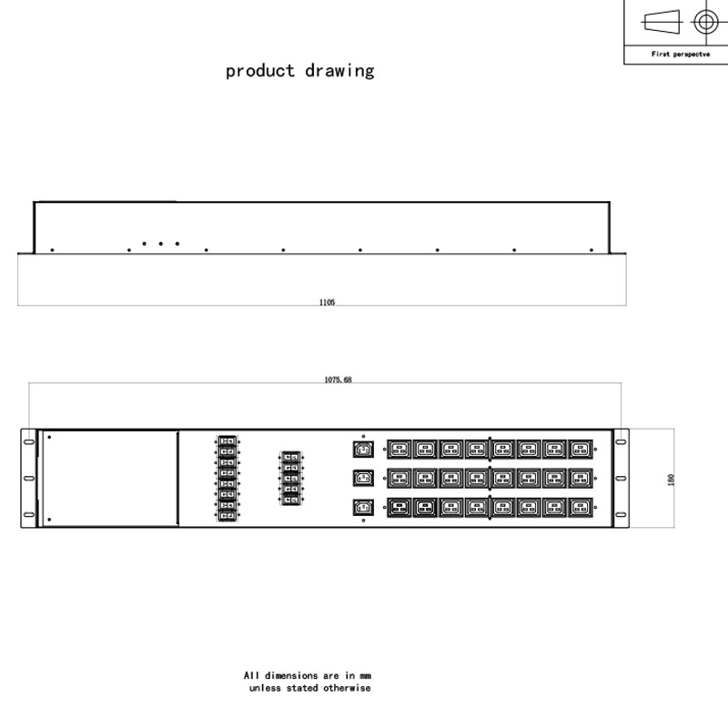 3-fase 27-Outlet C13 C19 Saklar Pemutus Vertikal Pdu